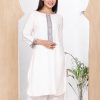 White Embroidered Long Tops