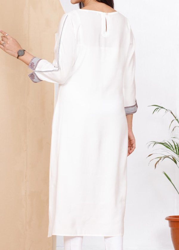 White Embroidered Long Tops - Image 4