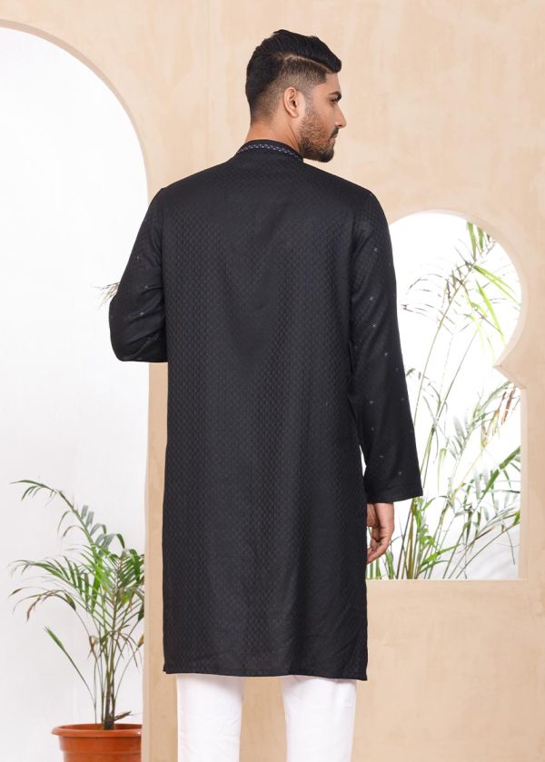 Embroidered Black Executive Panjabi - Image 4